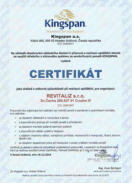 Certifikáty Revitaliz