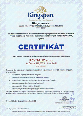 Certifikáty Revitaliz