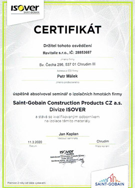 Certifikáty Revitaliz